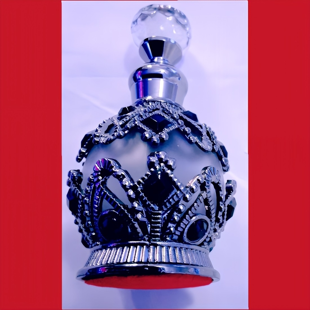 Silver and Black Vintage-Inspired Crown Perfume Bottle